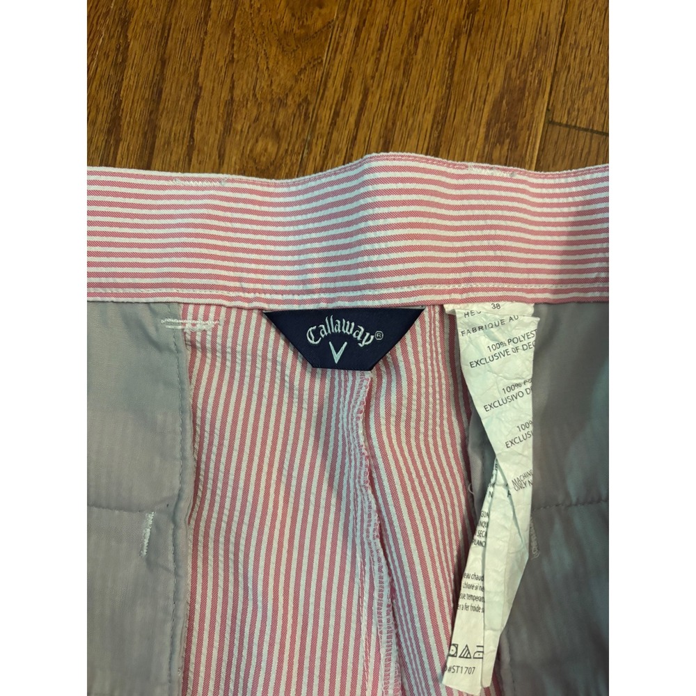 Callaway Pink and White Striped Sear Sucker Shorts Size 38 - Picture 5 of 11